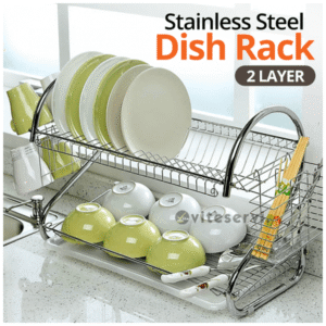 Range vaisselle en acier-inoxydable 2 niveaux