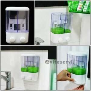 Double Distributeur de savon liquide ou de gel hydroalcoolique