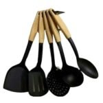 Set de 5 louches manche couleur Bois