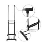 Porte Vêtements Double Pôle à Roulettes Avec Etagère à Chaussures En Acier Inoxydable Gris