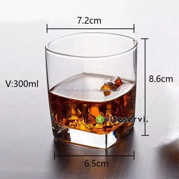 Set de 06 verres à Whisky carré de 300ml, de haute qualité
