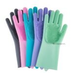 Paire de Gants en silicone pour Nettoyage Multifonction avec Brosses Intégrées, Protection Mains et Vaisselle, Éponge Réutilisable, Résistant à la Chaleur, Lavage Facile pour Cuisine et Ménage