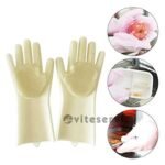 Paire de Gants en silicone pour Nettoyage Multifonction avec Brosses Intégrées, Protection Mains et Vaisselle, Éponge Réutilisable, Résistant à la Chaleur, Lavage Facile pour Cuisine et Ménage