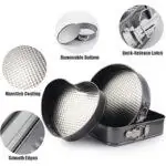 Set de 3 Moules à charnière pour Gâteau Antiadhésifs Démoulage Facile, Formes Rondes, Carrées et Cœur, Idéal Pâtisserie Maison, Cuisson Uniforme, Dimensions Variées