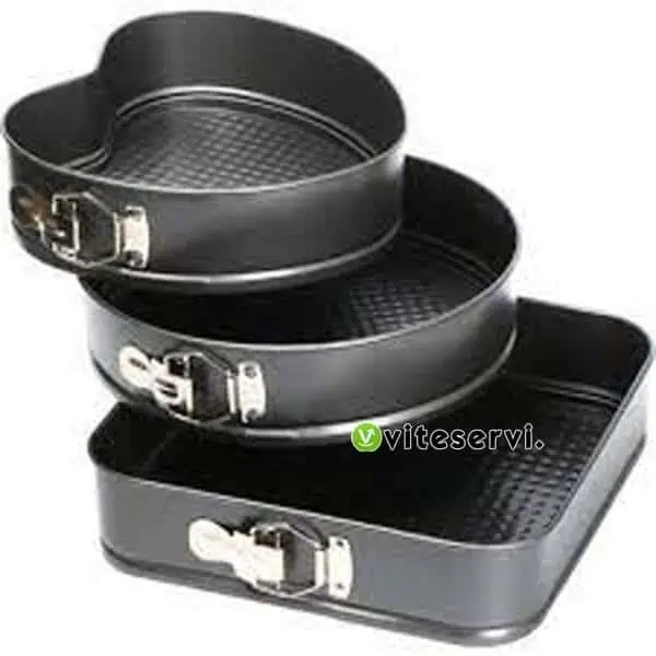 Set de 3 Moules à charnière pour Gâteau Antiadhésifs Démoulage Facile, Formes Rondes, Carrées et Cœur, Idéal Pâtisserie Maison, Cuisson Uniforme, Dimensions Variées