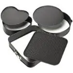 Set de 3 Moules à charnière pour Gâteau Antiadhésifs Démoulage Facile, Formes Rondes, Carrées et Cœur, Idéal Pâtisserie Maison, Cuisson Uniforme, Dimensions Variées