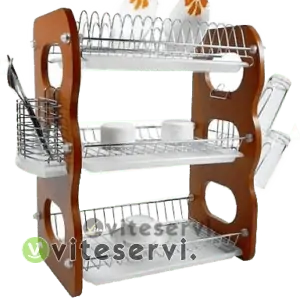 Range vaisselle en inox à 3 niveaux