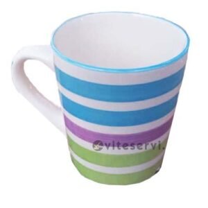 06 Tasses Bleu-Vert à rayure T10