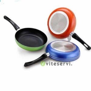 Poêle anti adhésive non collante multicolore manche en plastique doux P58