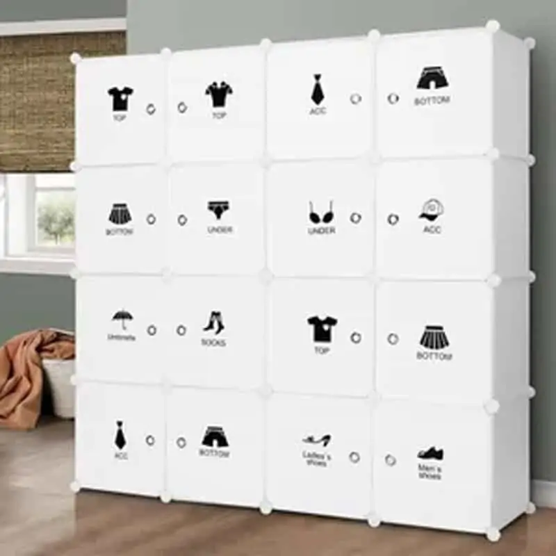 16 Cubes sans ranges chaussres Armoire démontables en plastique 16 Cubes
