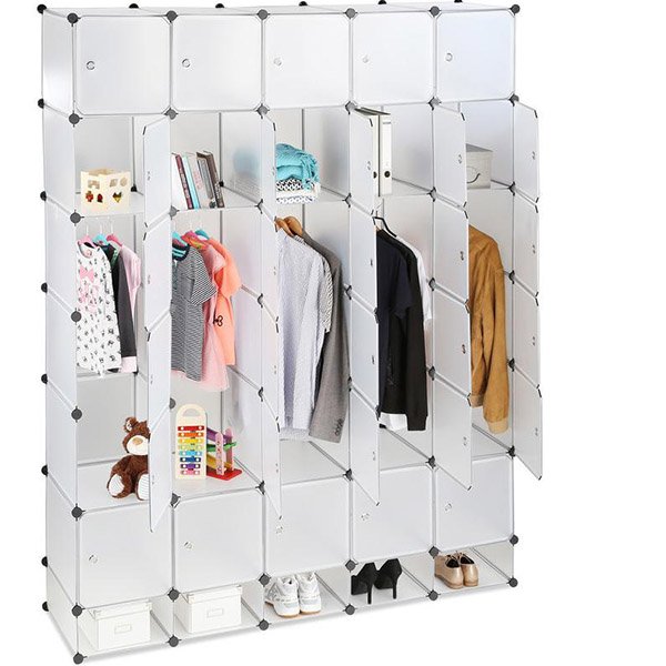 25 casiers Armoire démontable en plastique DIY 30 cubes avec range chaussures