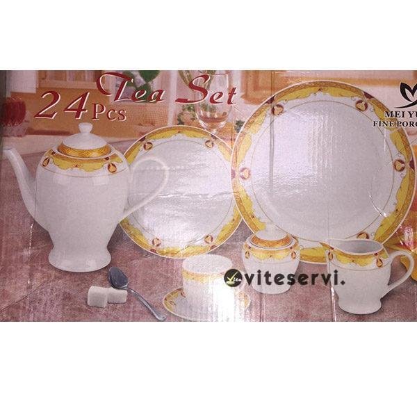 24 pcs Ensemble d'Assiettes et Tasses de 24 pièces