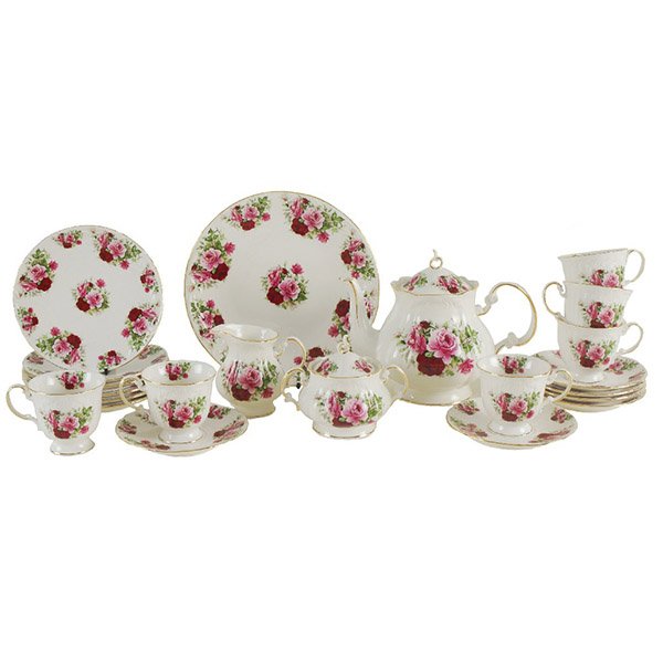 24pcs vantage pink tea set 1 Ensemble d'Assiettes et Tasses de 24 pièces