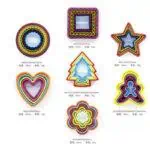 Set de 05 emportes pièces plastiques multiforme étoiles rondes sapin cœur carré trèfle