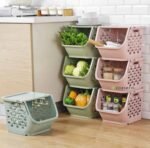 Panier de rangement superposable en plastique multi usage
