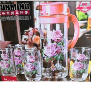 Ensemble Carafe et 04 Verres fleuris CV13