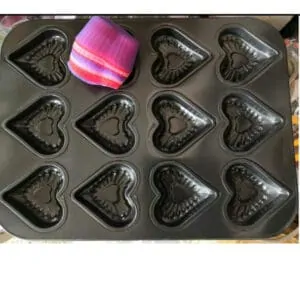 Moule métallique et moule en silicone forme cœur de 12