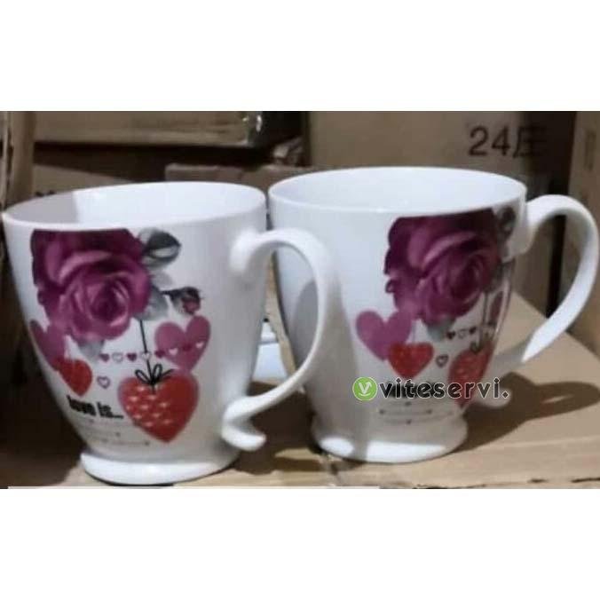Tasse fleuris 1 Set de 06 Tasses Blanc fleuris