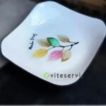 Set de 06 Plateaux en porcelaine forme carrée Arrondie