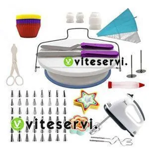 Pack de pâtisserie Batteuse Présentoir douilles poches spatules caissettes et autres