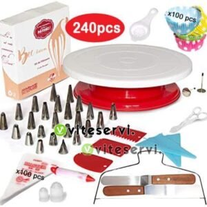 240 en 1 Pack de pâtisserie de clarificateur séparateur d'oeuf douilles présentoir lisseuses poches