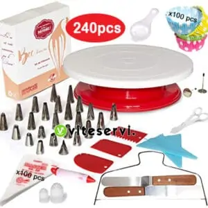 240 en 1 Pack de pâtisserie de clarificateur séparateur d'oeuf douilles présentoir lisseuses poches