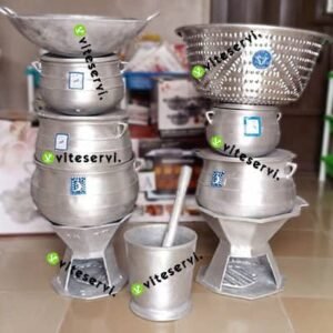 Ensemble Marmites Passoire Mortier et fourneaux en fonte d'aluminium allure 16 pièces