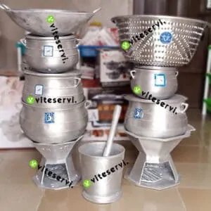 Ensemble Marmites Passoire Mortier et fourneaux en fonte d'aluminium allure 16 pièces