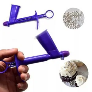 Pistolet à perle pour gâteau - Pistolet applique bille dorée et en argent de pâtisserie
