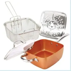 Poêle Friteuse à couvercle en Verre COPPER PAN