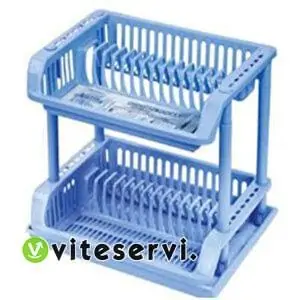 Range vaisselle en plastique 2 niveaux à égouttoirs