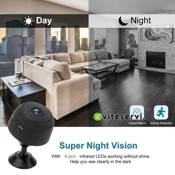 Mini-Caméra Wi-Fi De Sécurité App Surveillance Sans Fil 1080P Vision Nocturne