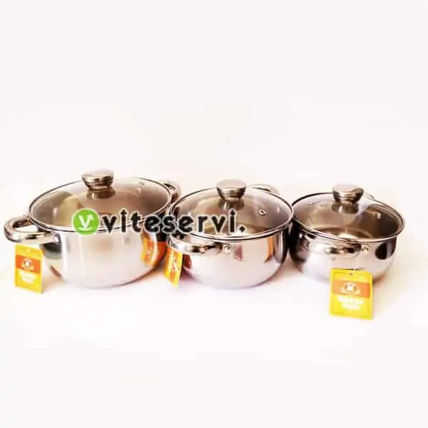 Serie de 3 bols de services a couvercle en verre 6pcs 2 Série de 3 bols de services à couvercle en verre 6pcs