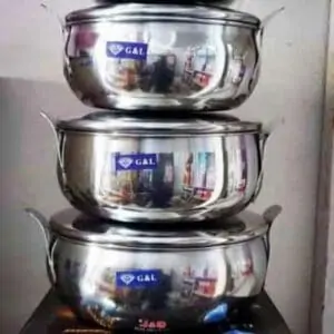 Série de 03 Bols de forme ronde en inox