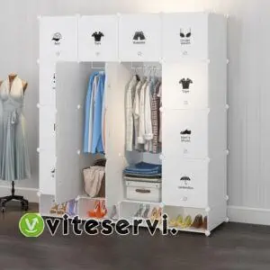 Armoire démontable 16 cubes avec range chaussures