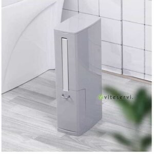 Poubelle rectangulaire de douche extra-plate avec couvercle et brosse de toilette 5 LITRES.