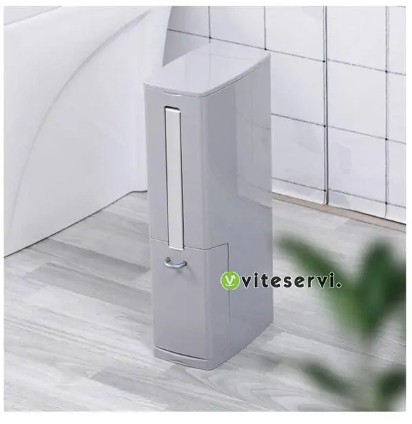 poubell Poubelle rectangulaire de douche extra-plate avec couvercle et brosse de toilette 5 LITRES.