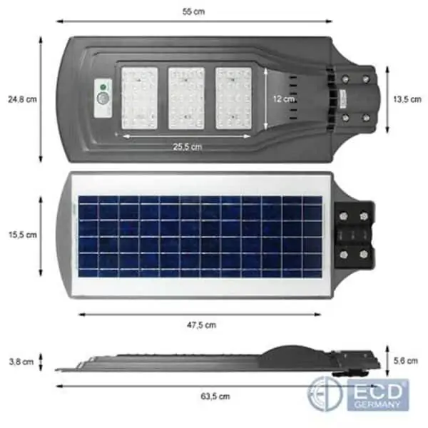 Lampadaire solaire LED 60W avec detecteur de mouvement 3 Lampadaire solaire LED 60W avec detecteur de mouvement 3