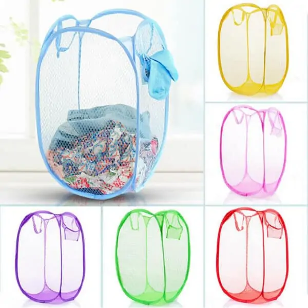 Storage Baskets Laundry Clothes Laundry Basket Bag Foldable Pop Up Easy Open Mesh Laundry Clothes Hamper