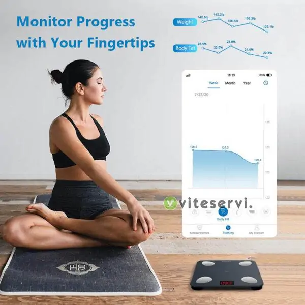Balance Connectée 180 Kg pèse personne digitale numérique connexion sans fil Bluetooth