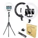 Ring light à trois support de téléphone, anneau de diffusion et de photographie éclairage youtube, tik tok,