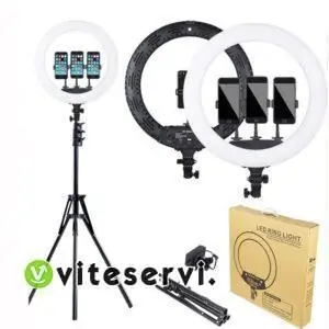 Ring light à trois support de téléphone, anneau de diffusion et de photographie éclairage youtube, tik tok,