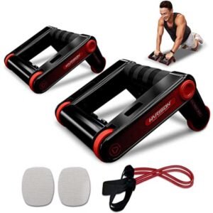 Roller Wheel Push up Bars Entraîneurs abdominaux de force de base avec genouillère et bandes de résistance