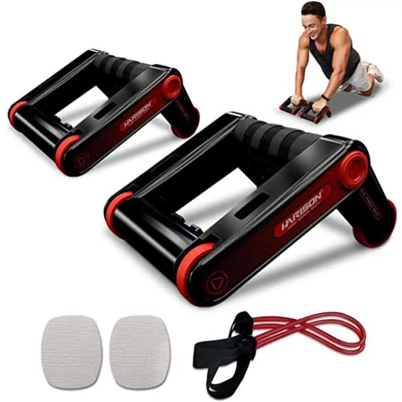 Rollers Roller Wheel Push up Bars Entraîneurs abdominaux de force de base avec genouillère et bandes de résistance