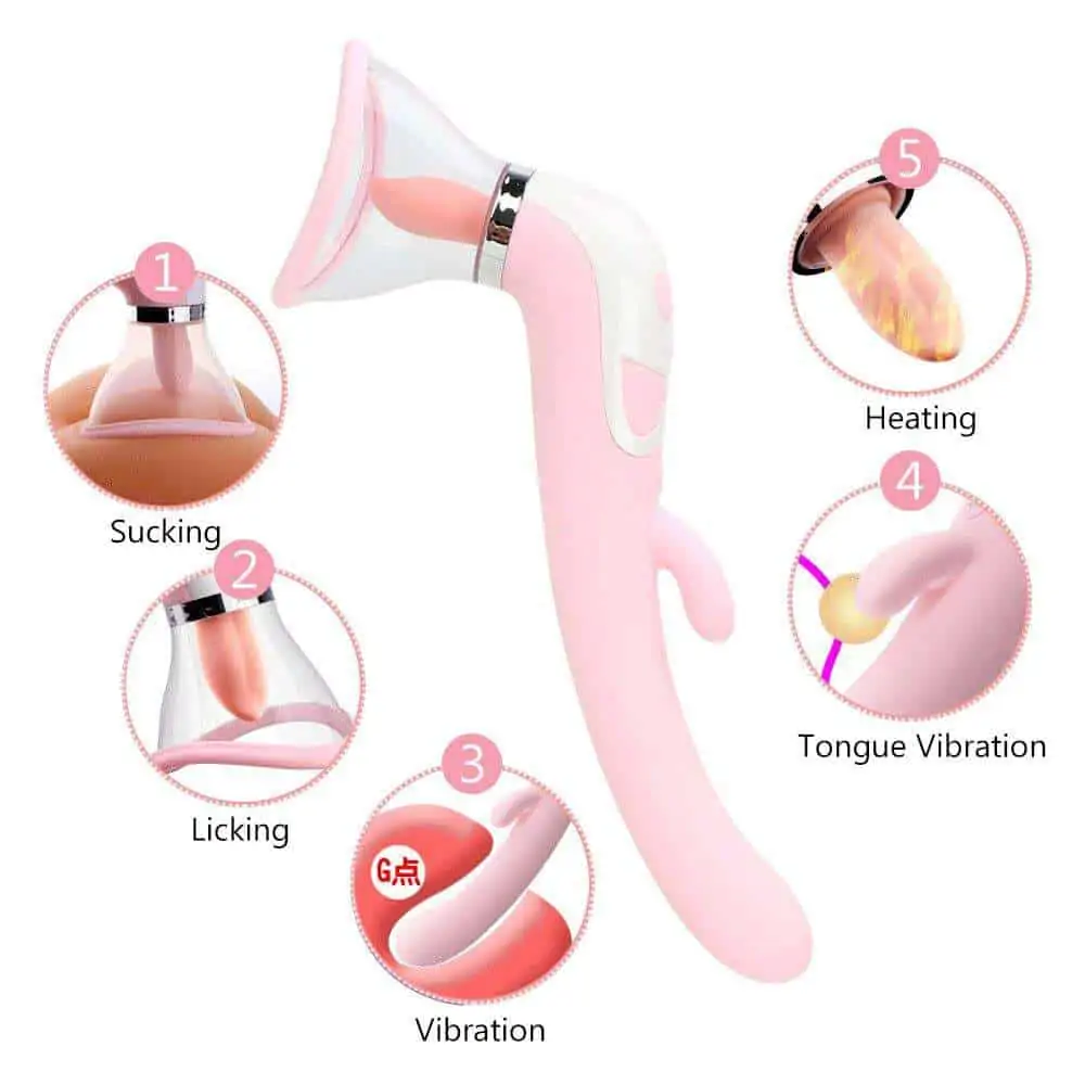 Sextoy penis sucer de seins et de vagin sextoy a langue Vibromasseur gode suceur pompe à vide à langue pour léchage oral stimulateur de clitoris jouet sexuel pour femmes