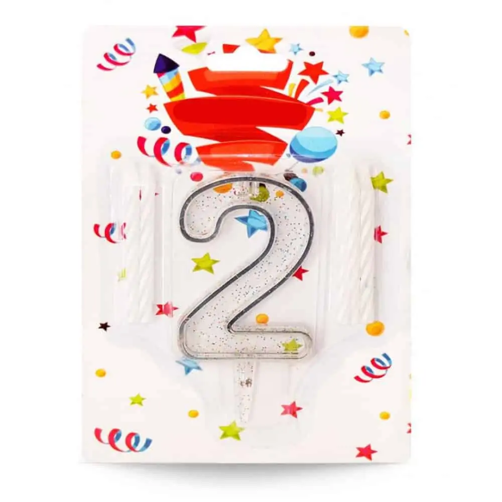 seffaf rakam mum 2 gold silver 2424 1000x1000 1 Topper Chiffre 2 et 4 Bougies alimentaires Happy Birthday