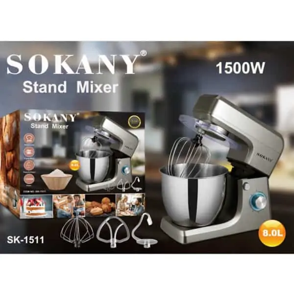 6760 Robot pâtissier SOKANY 1500W Multifonction 8L