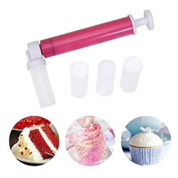 Kit de cuisson à l'aérographe à gâteau manuel avec 4 tube à paillettes  pour gâteaux et ustensile pour la décoration de biscuits, cupcakes et desserts