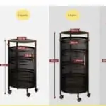 Étagère de rangement pivotantes, paniers de fruits sur roues revêtement de sol à plusieurs niveaux