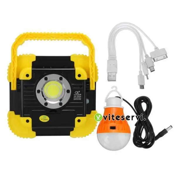 Lampe solaire LED Portable, Rechargeable par USB, lampe de poche réglable à 360 ° avec ampoule, pour l'extérieur, jardin, Camping, tente, pêche
